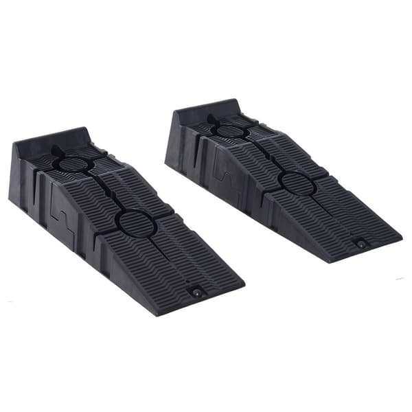 Rootz Car Access Ramps - Plastic Ramps - Vedligeholdelse af køretøjer - stødfast og stable - 2,5 ton kapacitet - 91x30x21 cm - sort