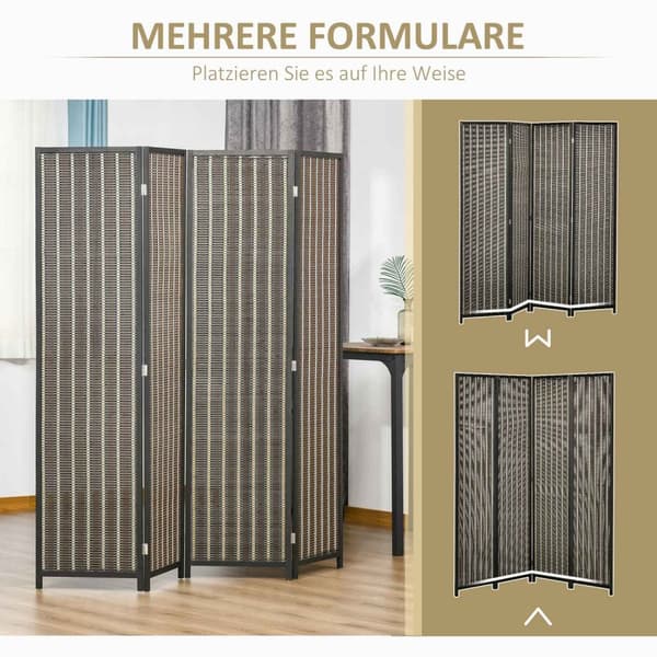 Rootz Foldbar Room Divider - Privatlivsskærm - Paravent - Træ/bambus i høj kvalitet - 180 cm x 180 cm - Brun/sort