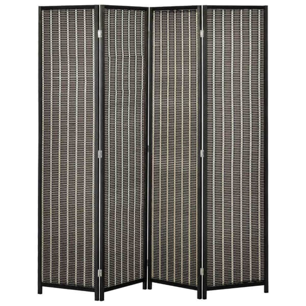 Rootz Foldbar Room Divider - Privatlivsskærm - Paravent - Træ/bambus i høj kvalitet - 180 cm x 180 cm - Brun/sort