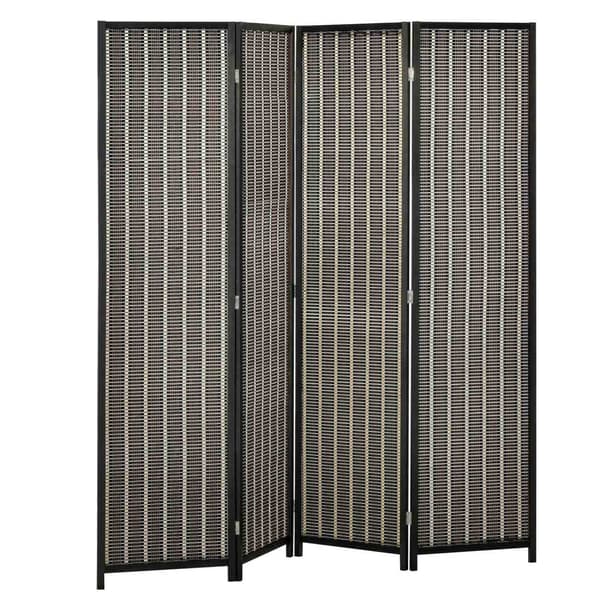 Rootz Foldbar Room Divider - Privatlivsskærm - Paravent - Træ/bambus i høj kvalitet - 180 cm x 180 cm - Brun/sort