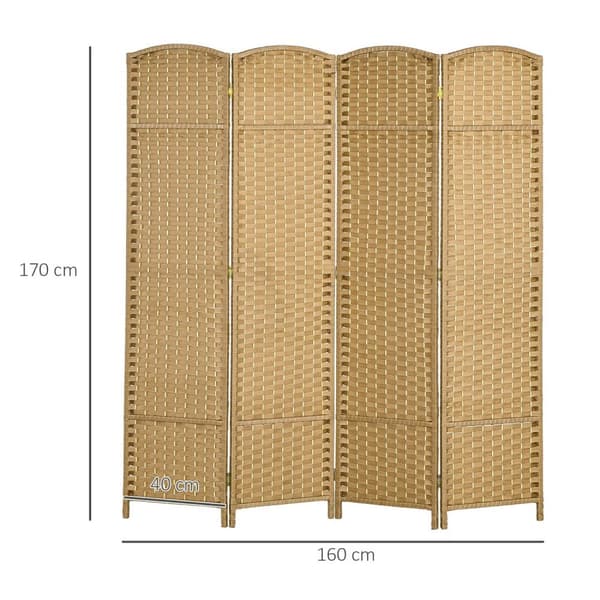 Rootz Foldbar Room Divider - Interiörskärm - Träpartition - Sekretess och stabilitet - 4 paneler - 160 x 170 cm