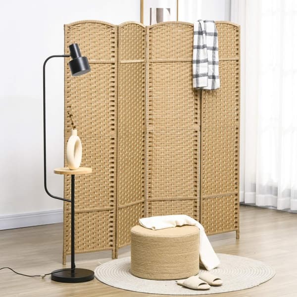 Rootz Foldbar Room Divider - Interiörskärm - Träpartition - Sekretess och stabilitet - 4 paneler - 160 x 170 cm