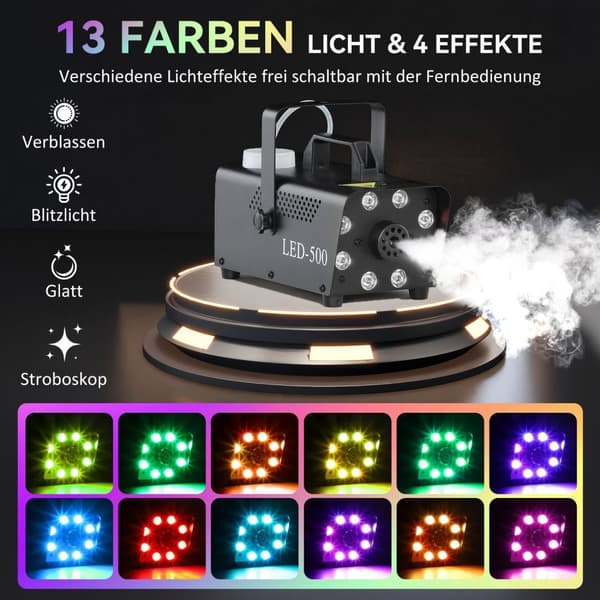 Rootz FOG Machine - Smoke Machine - Mist Maker - LED -farvefeffekter - Hangbar - 24 cm x 12 cm x 14cm - Levente begivenheder ubesværet