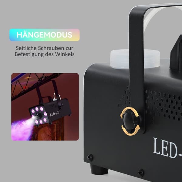Rootz FOG Machine - Smoke Machine - Mist Maker - LED -farvefeffekter - Hangbar - 24 cm x 12 cm x 14cm - Levente begivenheder ubesværet