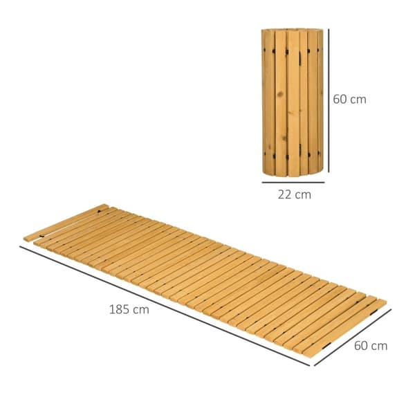Rootz Garden Path Roll -Up - Træstrimler - Solid Pine Pathway - Holdbar, æstetisk, anti -slip - 185 cm x 60 cm