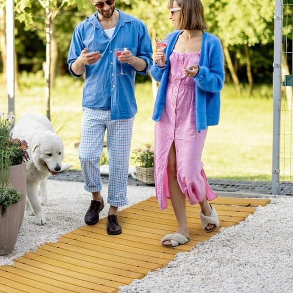 Rootz Garden Path Roll -Up - Træstrimler - Solid Pine Pathway - Holdbar, æstetisk, anti -slip - 185 cm x 60 cm