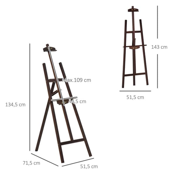 Rootz Højde Justerbar staffeli - Maleriens staffeli - Art Stand - Optimal komfort - 51,5 cm x 71,5 cm x 134,5 cm