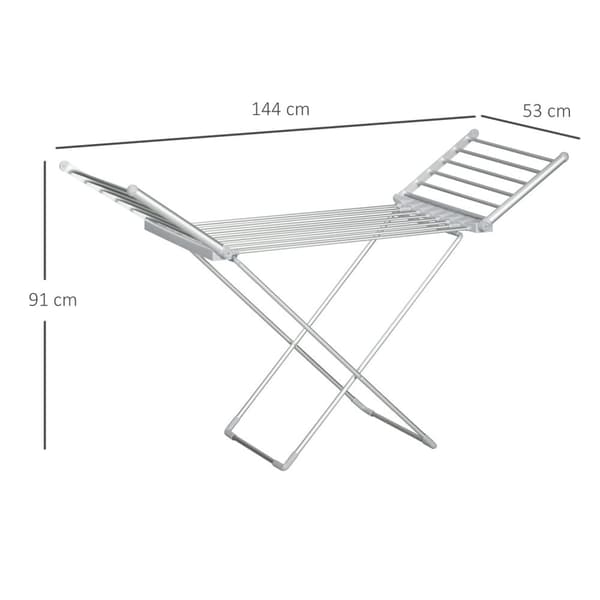 Rootz opvarmet elektrisk vaskeri - tørringsstativ - sammenfoldeligt tøjstativ - sparer tørretid - 144L x 53b x 91H cm