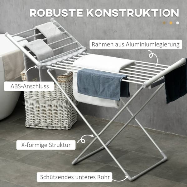 Rootz opvarmet elektrisk vaskeri - tørringsstativ - sammenfoldeligt tøjstativ - sparer tørretid - 144L x 53b x 91H cm
