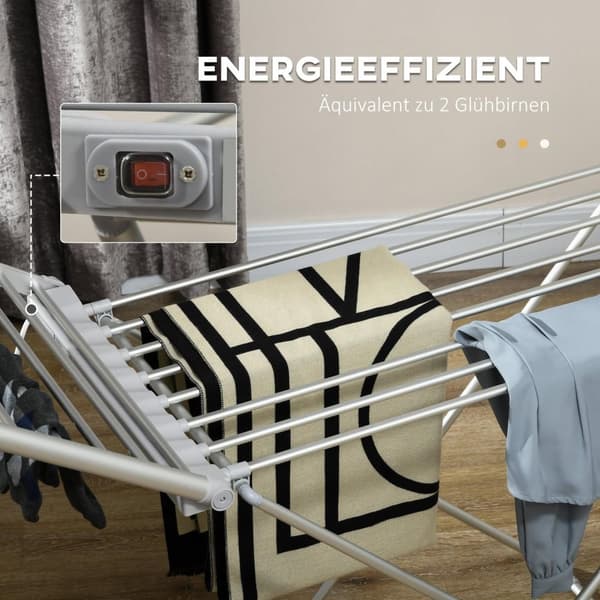 Rootz opvarmet elektrisk vaskeri - tørringsstativ - sammenfoldeligt tøjstativ - sparer tørretid - 144L x 53b x 91H cm