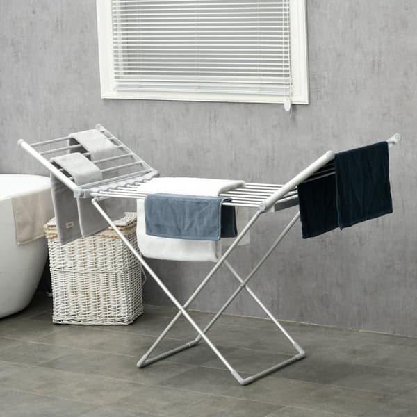 Rootz opvarmet elektrisk vaskeri - tørringsstativ - sammenfoldeligt tøjstativ - sparer tørretid - 144L x 53b x 91H cm