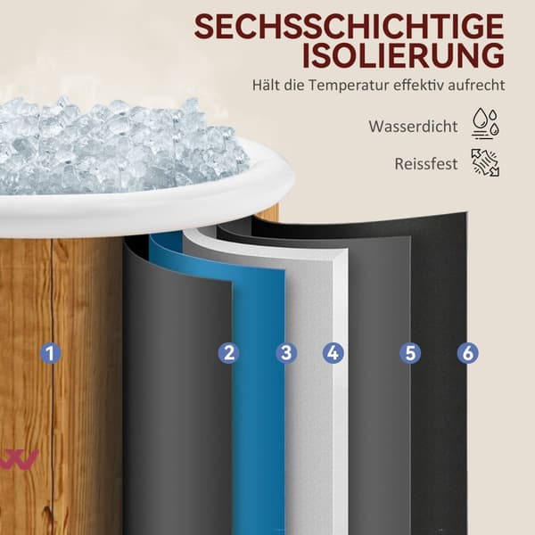 Rootz Ice Bathtub - Oppustelig isbakke - Muskelgenvindingskub - Optimal koldterapi - Ø85 x 75 cm, 300L - Inkluderer bærepose og luftpumpe