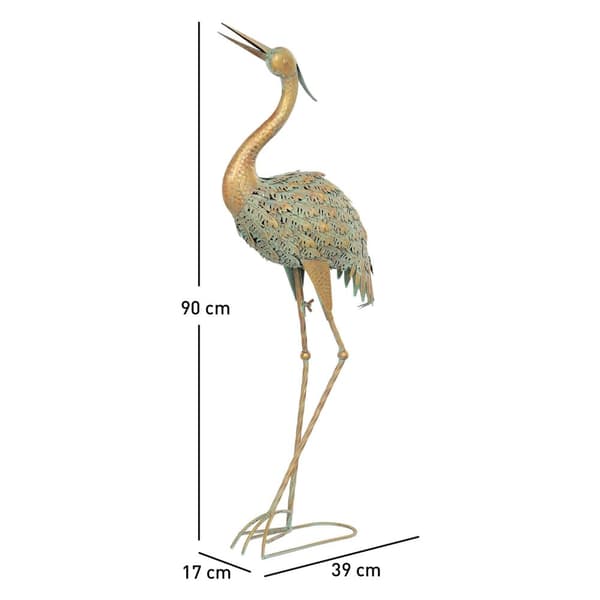 Rootz Heron Garden -patsas - ulkoveistos - metallikoriste - säänkestävä ja vakaa - 39 cm x 17cm x 90cm