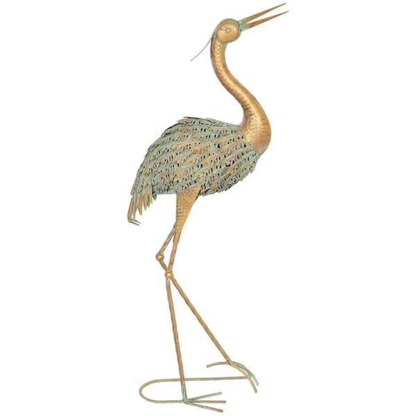 Rootz Heron Garden -patsas - ulkoveistos - metallikoriste - säänkestävä ja vakaa - 39 cm x 17cm x 90cm