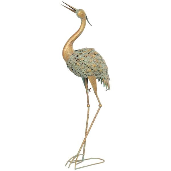 Rootz Heron Garden -patsas - ulkoveistos - metallikoriste - säänkestävä ja vakaa - 39 cm x 17cm x 90cm