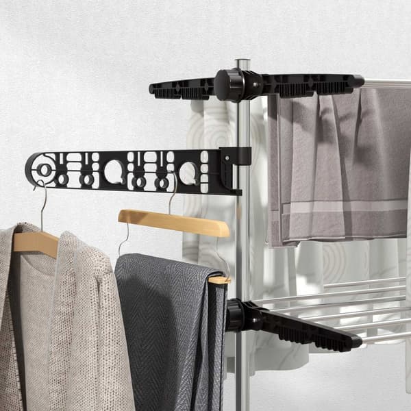 Rootz vaskeri tørretumbler - sammenfoldelig tøj airer - tørringsstativ - et -klik -system - 142 cm x 55 cm x 172 cm - Black & Silver