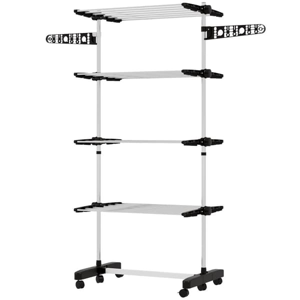 Rootz vaskeri tørretumbler - sammenfoldelig tøj airer - tørringsstativ - et -klik -system - 142 cm x 55 cm x 172 cm - Black & Silver