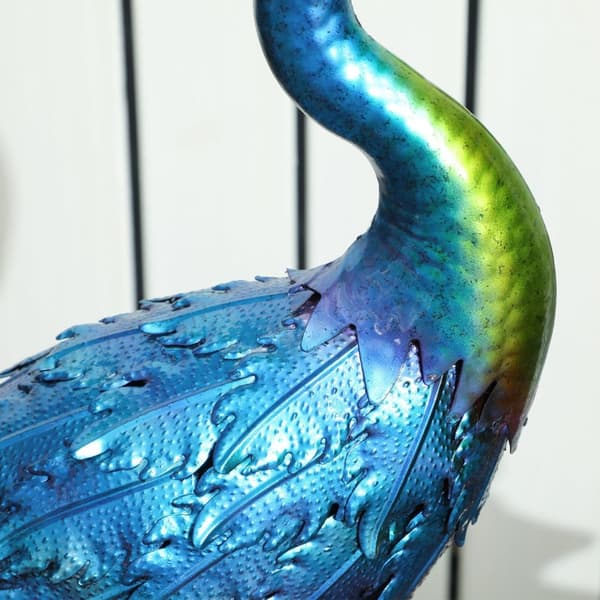 Rootz Pfau Garden Statue - Garden Decoration - Metal Sculpture - Weatherproof - 40 x 43 x 83 cm - Blue, Green