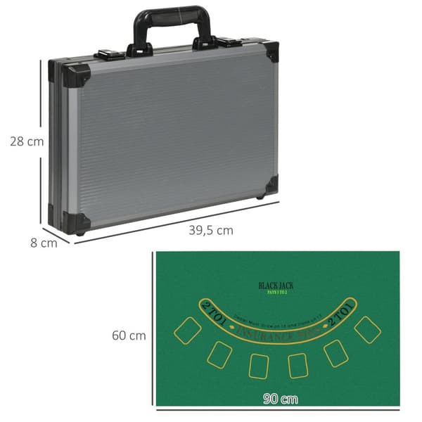 Rootz Poker Set - Poker Case - 400 Chips - Casinospil - 39,5 cm x 28cm x 8cm - Organiseret spil - Texas Hold'em for op til 10 spillere