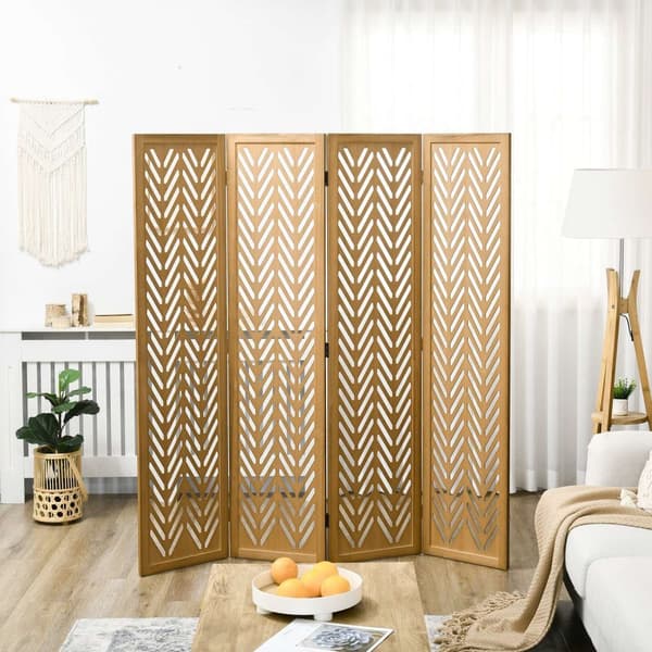 Rootz Paravent Room Divider - Foldbar interiørpartition - Skærm til træ - brun - 160 cm x 170 cm