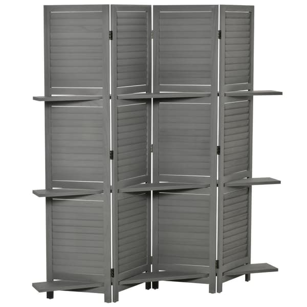 Rootz Room Divider - Paravent - Sammenfoldelig skærm - 3 hylder - Paulownia Wood - 160 cm x 1,9 cm x 170 cm