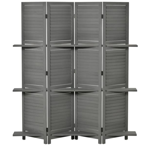 Rootz Room Divider - Paravent - Sammenfoldelig skærm - 3 hylder - Paulownia Wood - 160 cm x 1,9 cm x 170 cm