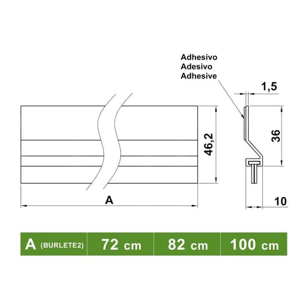 AMIG 10423 | Dörrsilikon 2 | 1000 mm | Aluminium | Svart