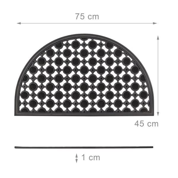 Dörrmatta - Relaxdays - Halvrund - Halkfri - 75x45 cm - Väderbeständig