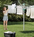 Miniatyrbillede 2 af 6: Rootz 50m tøjlinje - vaskeri - tørringsstativ - holder 5 belastninger - justerbar højde 121-183 cm - 170 cm x 170 cm - sølvgrøn