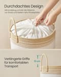 Miniatyrbillede 4 af 6: ROOTZ 60L Vaskeri Kurv - Vask Hamper - Opbevaringsbakke - Hvid og brun - Polyester bomuld - 41x41x46cm