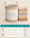 Miniatyrbillede 5 af 6: ROOTZ 60L Vaskeri Kurv - Vask Hamper - Opbevaringsbakke - Hvid og brun - Polyester bomuld - 41x41x46cm