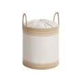 Miniatyrbillede 1 af 6: ROOTZ 60L Vaskeri Kurv - Vask Hamper - Opbevaringsbakke - Hvid og brun - Polyester bomuld - 41x41x46cm