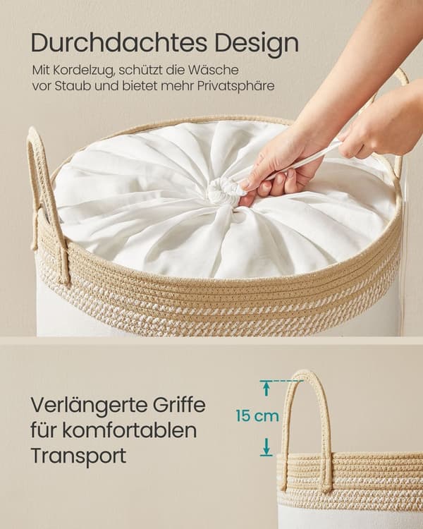 Rootz 90L Law Basket - Vaskeriopbevaring - Hampere - Låg & greb - 50 x 50 x 46 cm - Polyester bomuldsblanding - Kamelbrun