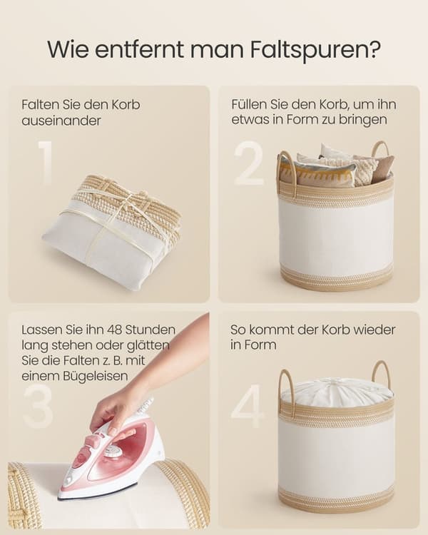 Rootz 90L Law Basket - Vaskeriopbevaring - Hampere - Låg & greb - 50 x 50 x 46 cm - Polyester bomuldsblanding - Kamelbrun