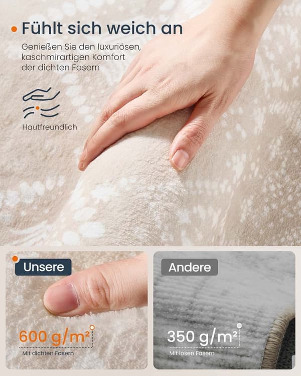 Rootz Boho matta - fluffig area matta - brun matta - mjuk struktur - 140 cm x 200 cm