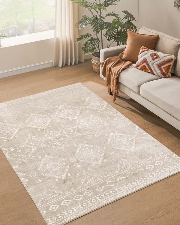 Rootz Boho matta - fluffig area matta - brun matta - mjuk struktur - 140 cm x 200 cm