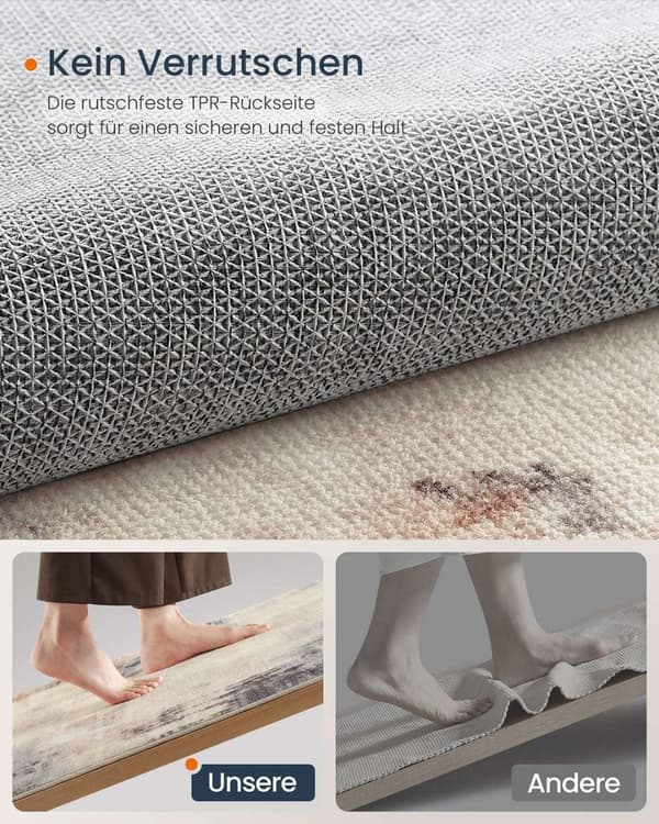 Rootz Carpet - Machine Washable Rug - Brown Area Mat - Easy Maintenance - 92cm x 153 cm