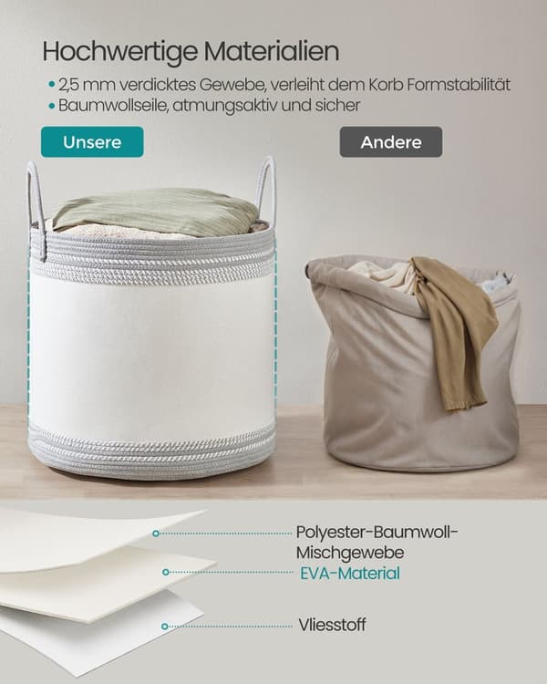 Rootz vaskeri kurv - Vaskekurv - Hæmmer med låg og greb - Max. Statisk modstandsdygtighed 15 kg - 50x50x46cm - Grå