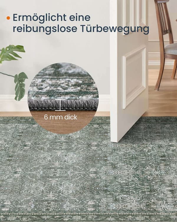 Rootz Vintage Style Carpet - Retro Rug - Maskinvaskbar - Grøn - 160 cm x 230 cm