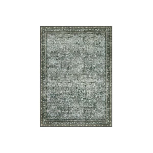 Rootz Vintage Style Carpet - Retro Rug - Maskinvaskbar - Grøn - 160 cm x 230 cm