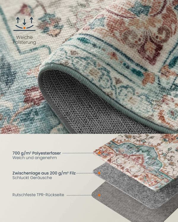 Rootz Vintage Carpet - Fluffy Green Rug - Soft Floor Covering - Luksuriøs fornemmelse - 140 cm x 200 cm