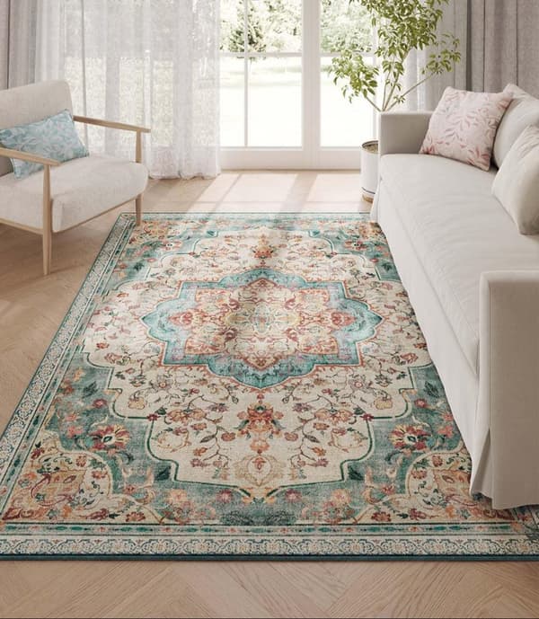 Rootz Vintage Carpet - Fluffy Green Rug - Soft Floor Covering - Luksuriøs fornemmelse - 140 cm x 200 cm