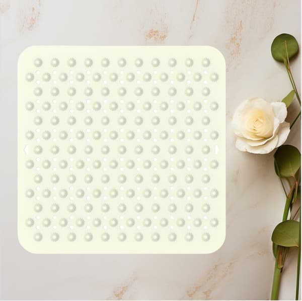 INF Firkantet sklisikker silikonbadematte for baderomsdusj Beige