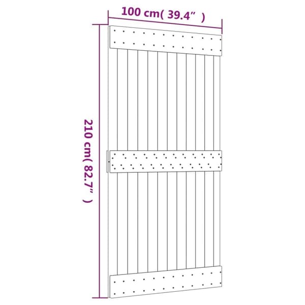 vidaXL Dør 100x210 cm heltre furu