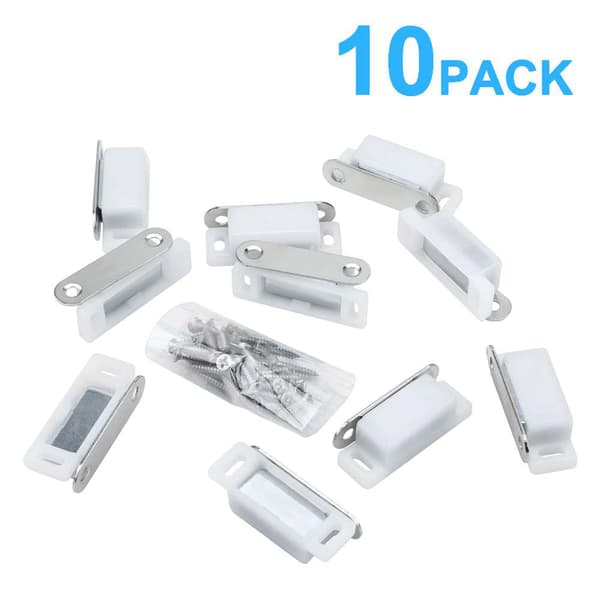 10x magnetlås i VIT Magnetisk dörrstängare med en hållkraft på 3-4 kg Uppsättning med 10 magnetiska dörrlås för möbler, skåpdörrar etc.