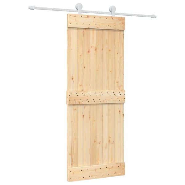 vidaXL Skjutdörr med beslag 80x210 cm massiv furu
