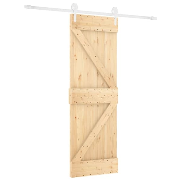 vidaXL Skjutdörr med beslag 70x210 cm massiv furu