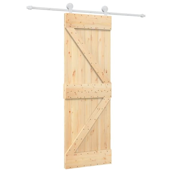 vidaXL Skjutdörr med beslag 70x210 cm massiv furu