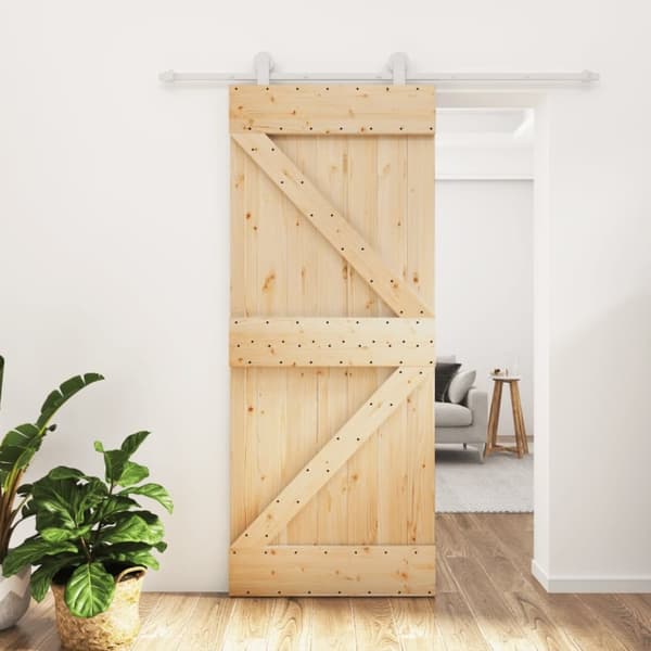 vidaXL skydedør med monteringssæt 85x210 cm massivt fyrretræ