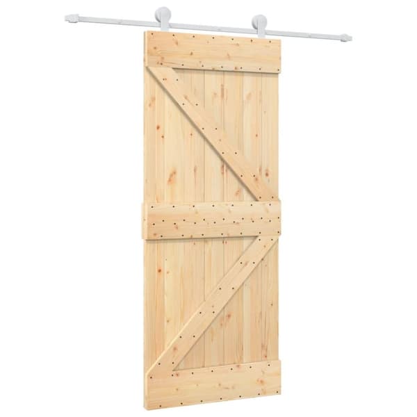 vidaXL skydedør med monteringssæt 85x210 cm massivt fyrretræ